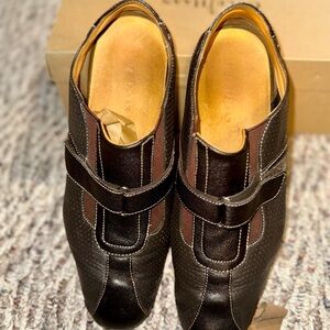 Cole Haan Brown Leather Loafers with Velcro Straps